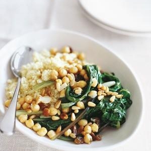 Swiss Chard with Chickpeas and Couscous at foodious.com
