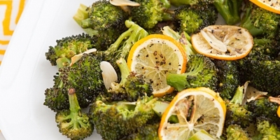 Roasted Lemon Broccoli with Tahini Yogurt Sauce at foodious.com