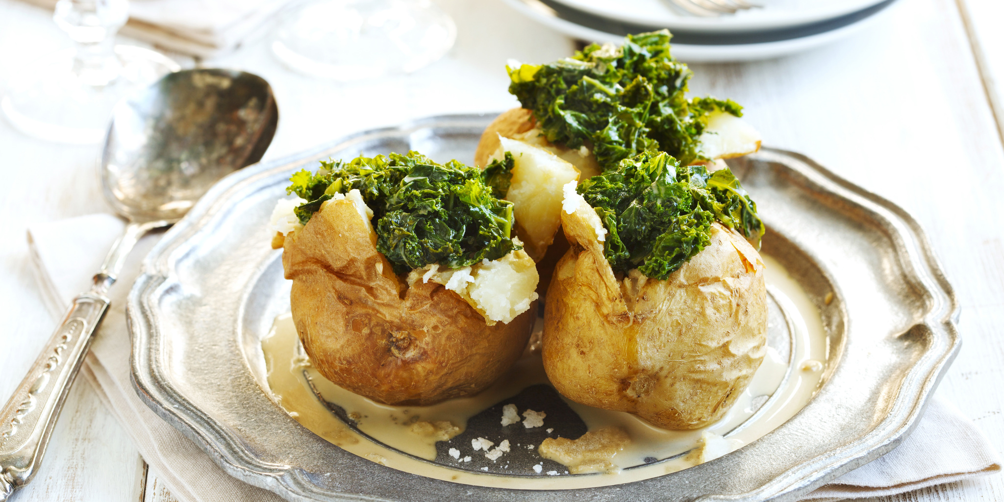 Baked Potato with Miso Kale at foodious.com