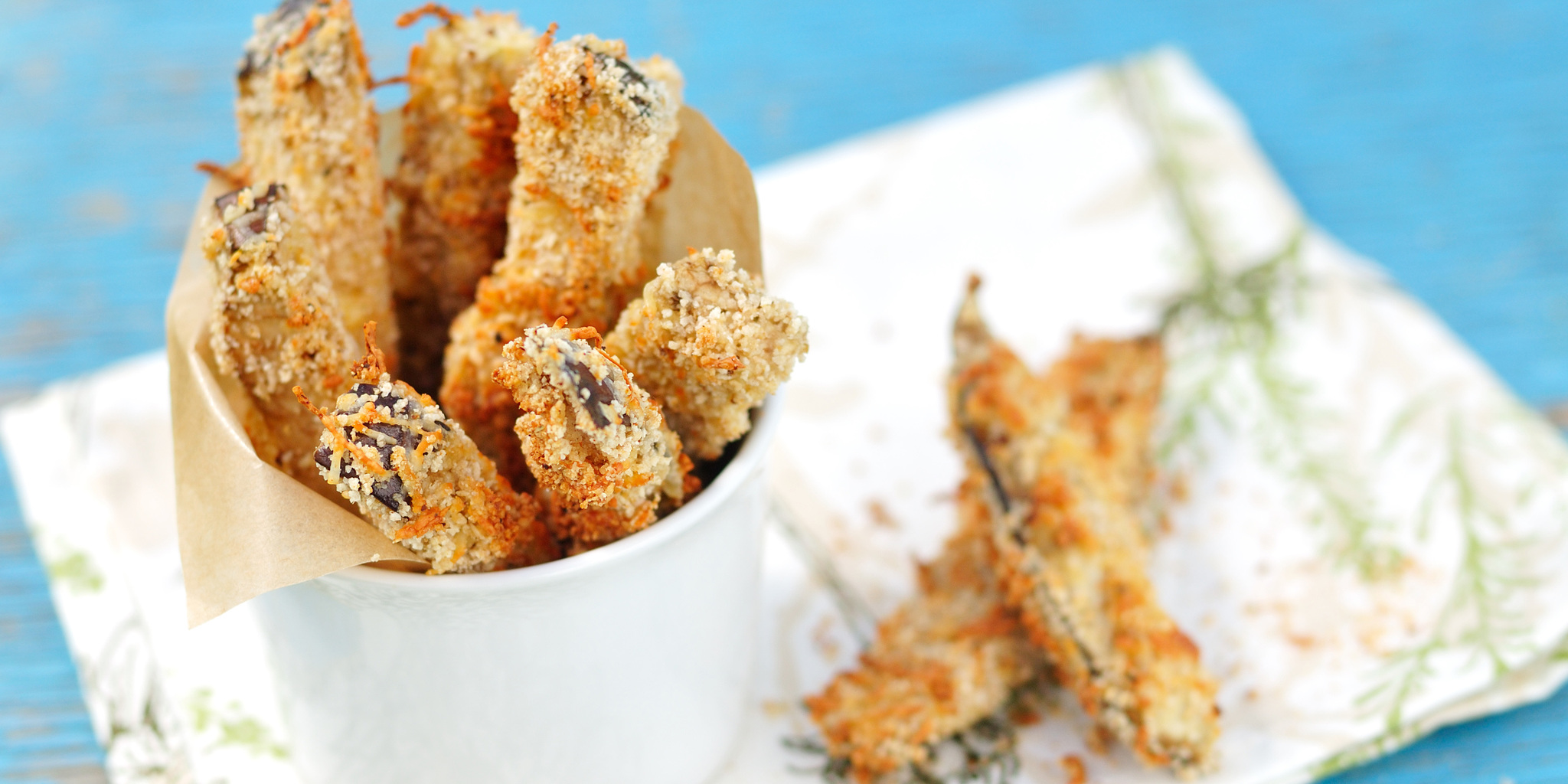 Eggplant Fries with Cucumber Dipping Sauce at foodious.com