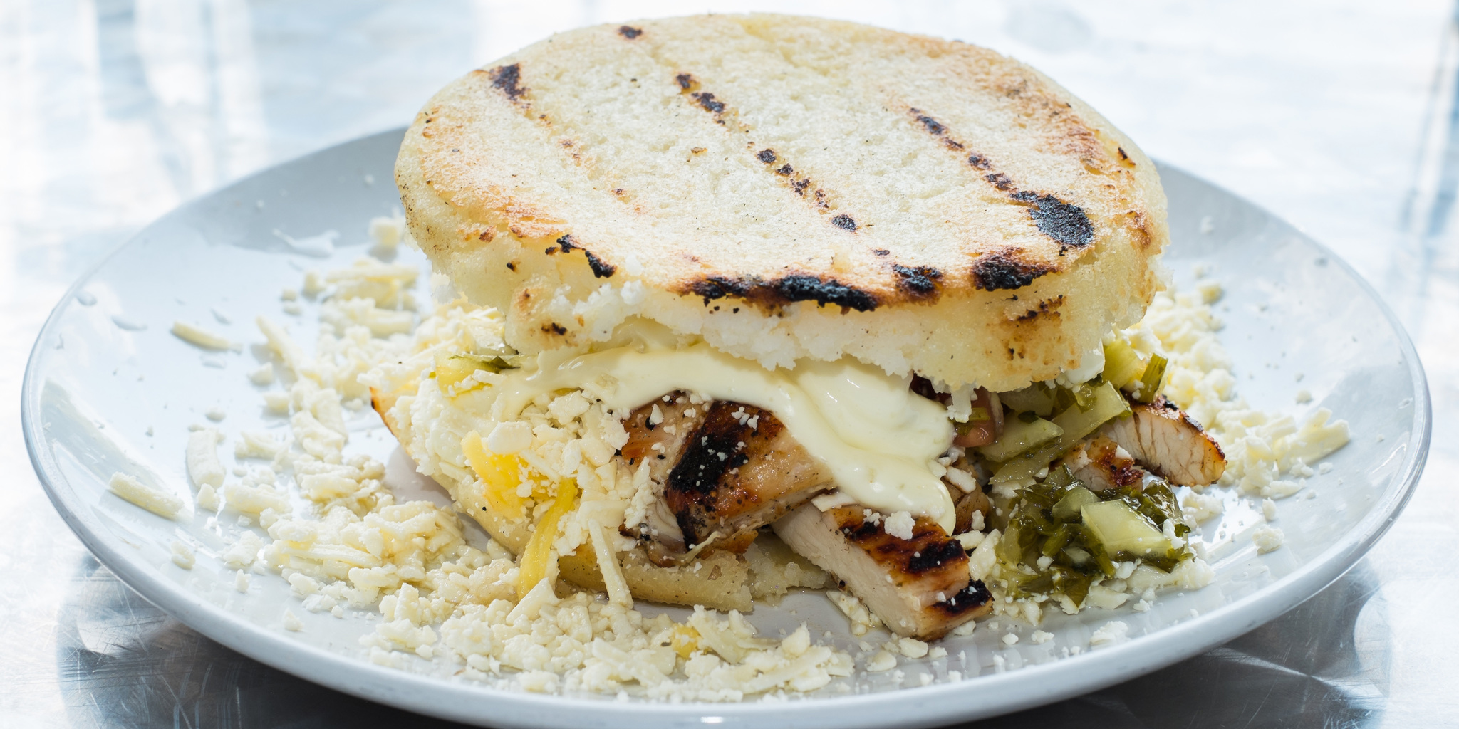 Grilled Chicken and Cheese Arepa at foodious.com