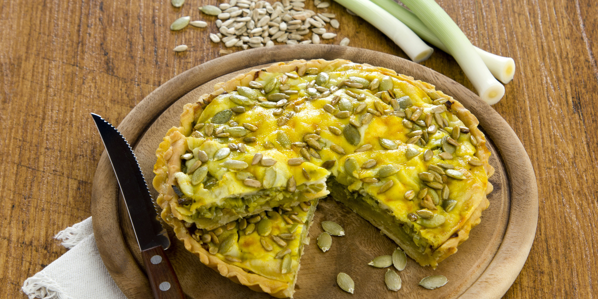 Leek Tart with Pumpkin Seeds at foodious.com