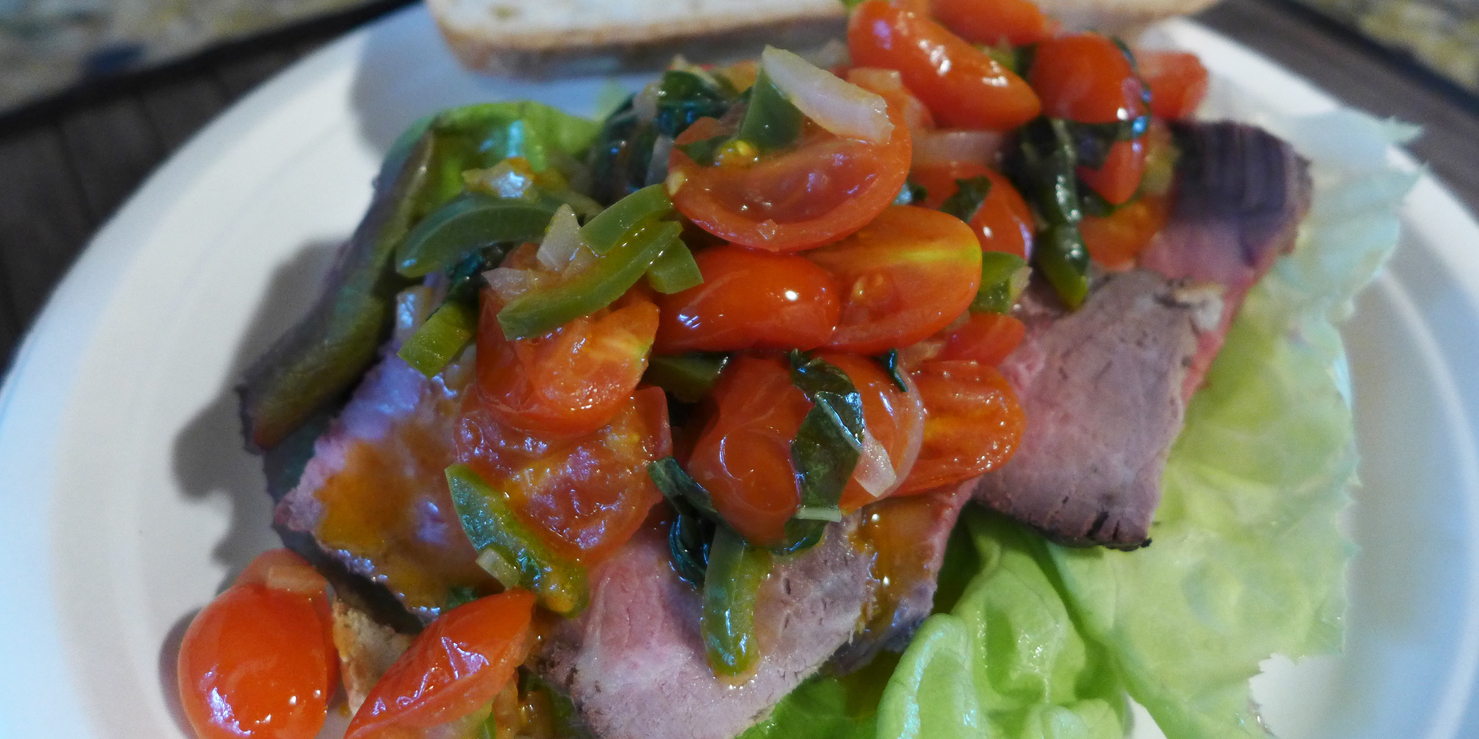 Steak Sandwich With a Cherry Tomato and Jalapeno Relish at foodious.com