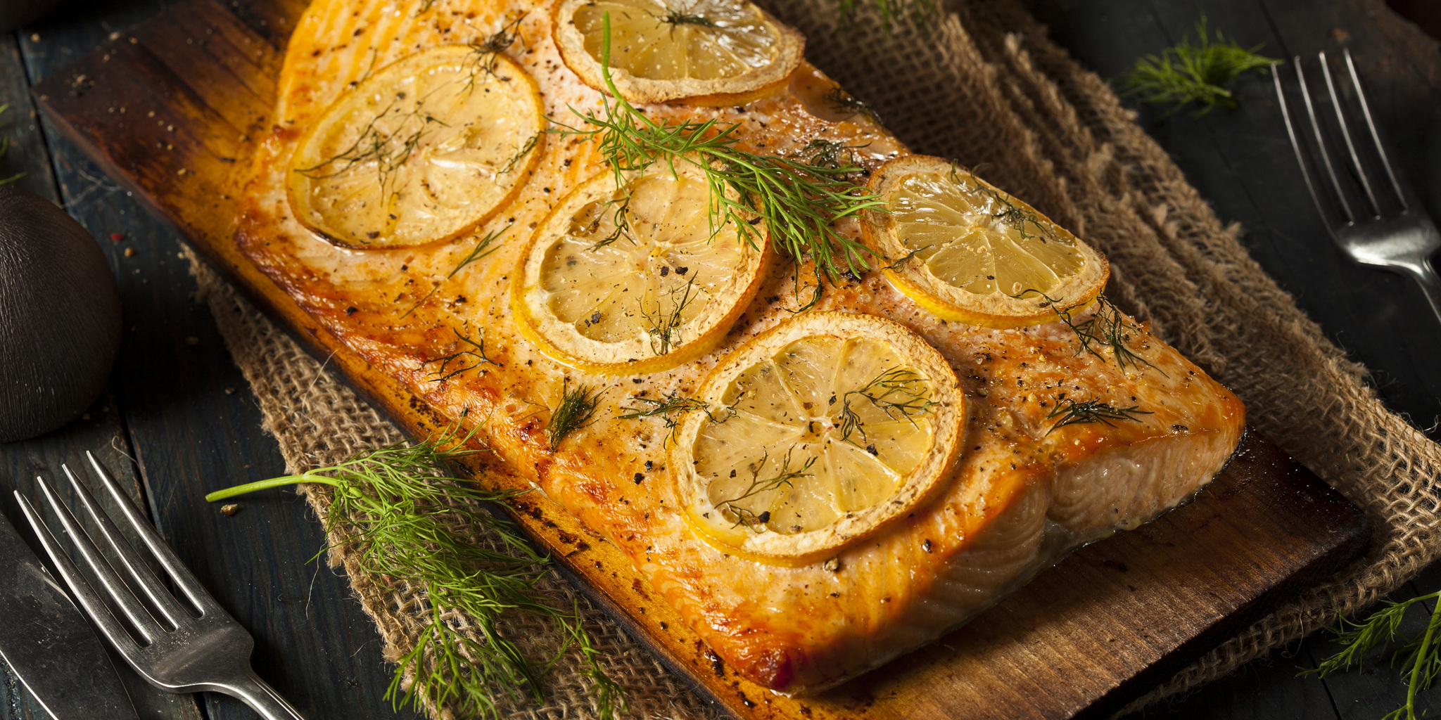 Cedar Plank Salmon with Lemon and Dill at foodious.com
