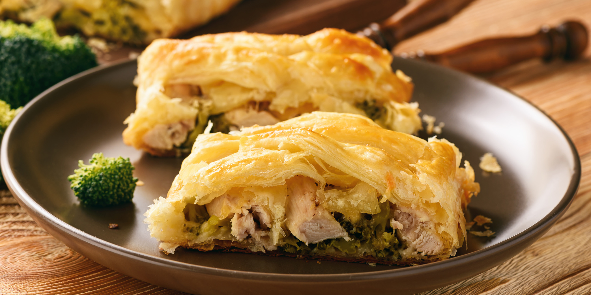 Broccoli, Chicken and Cheese in Puff Pastry at foodious.com