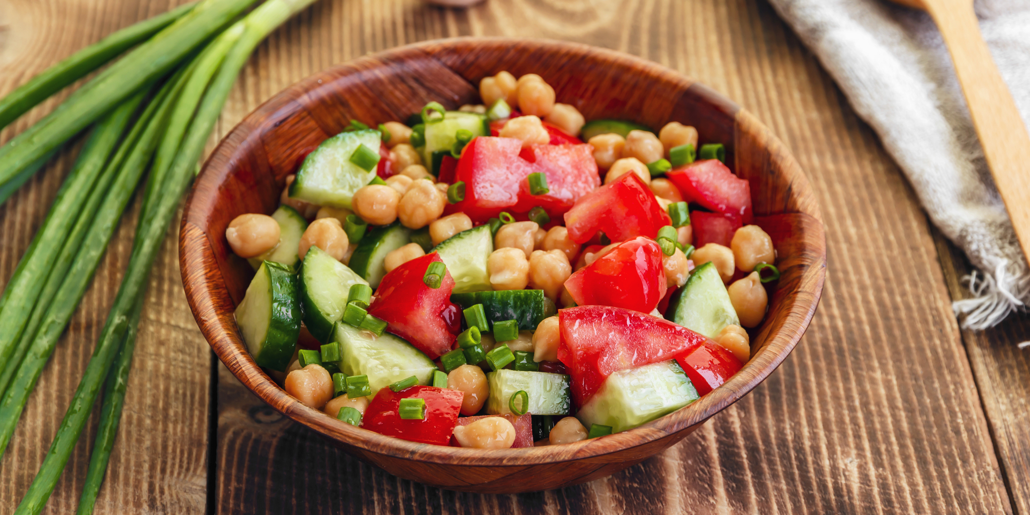Chickpea Salad with Tomato, Cucumber and Green Onion at foodious.com