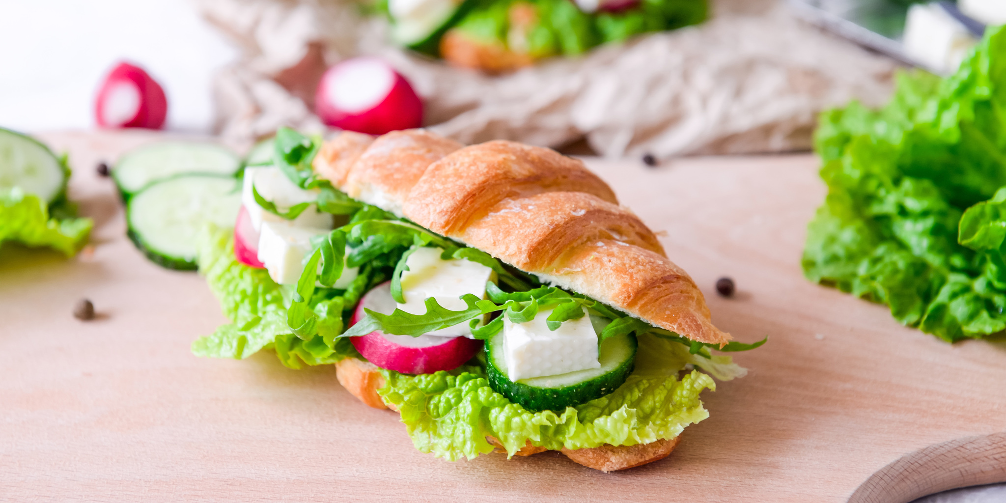 Croissant Sandwich with Cheese and Vegetables at foodious.com