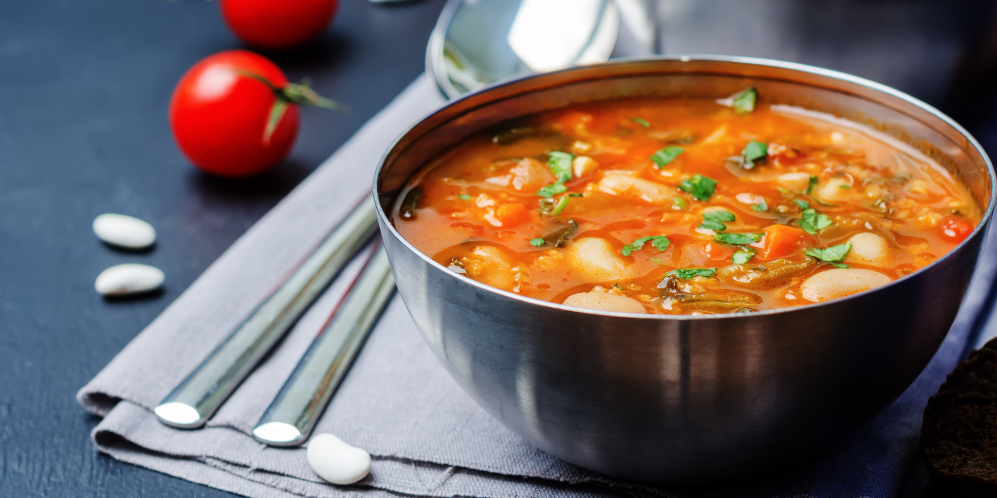 White Bean Tomato Mushroom Soup at foodious.com