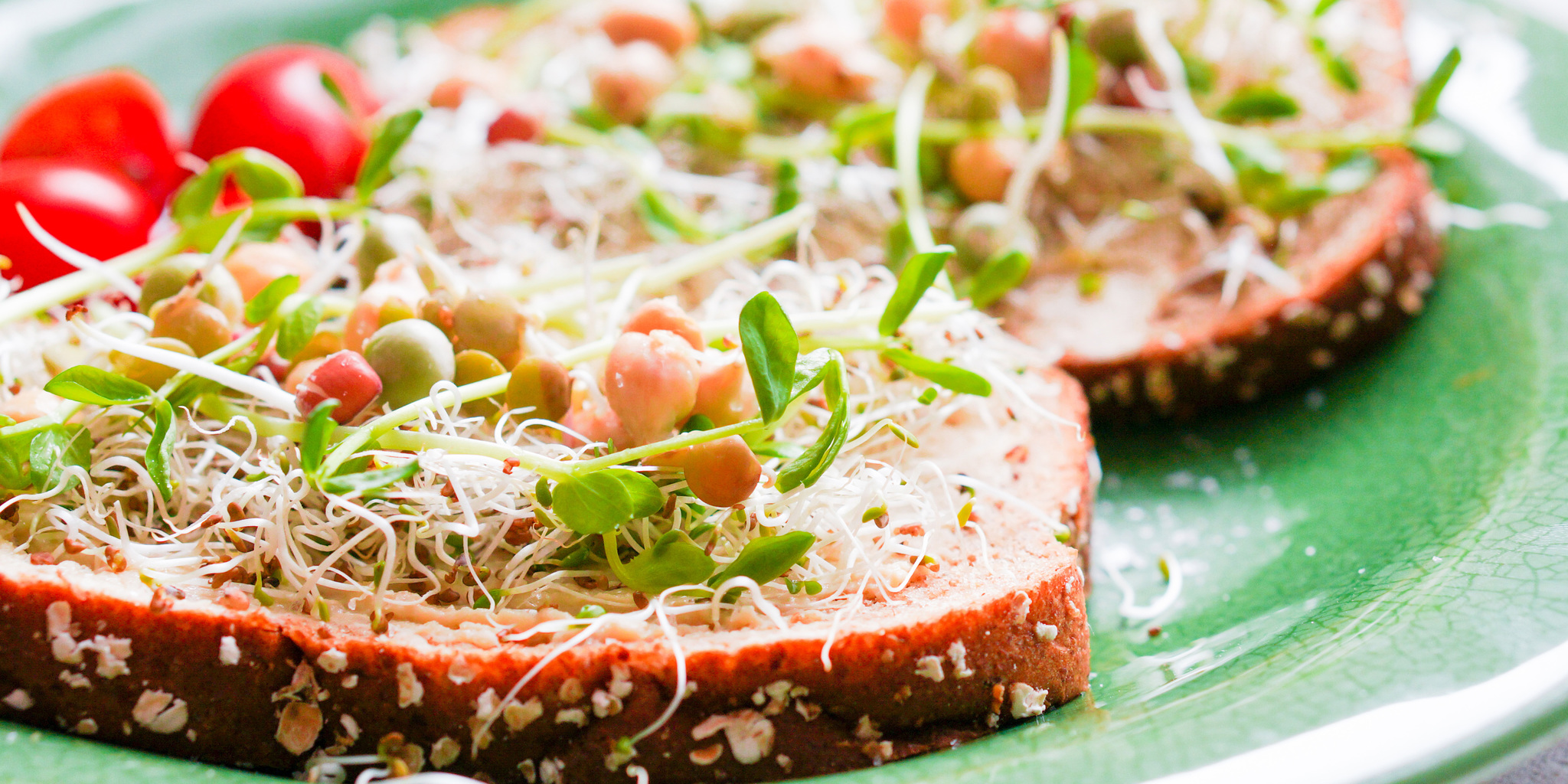 Hummus Sandwich with Alfalfa and Peas at foodious.com