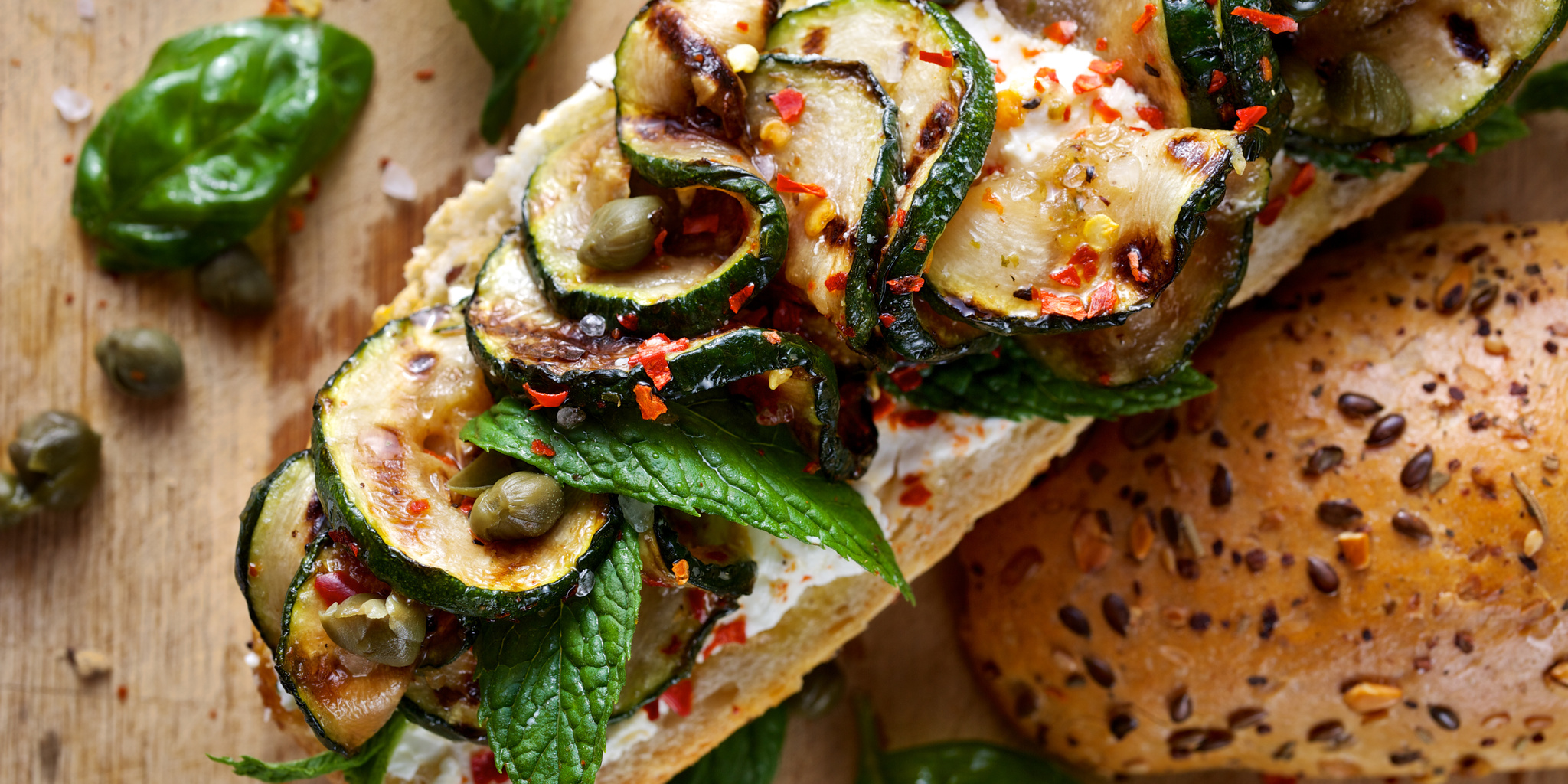 Zucchini, Goat Cheese, and Caper Sandwich at foodious.com