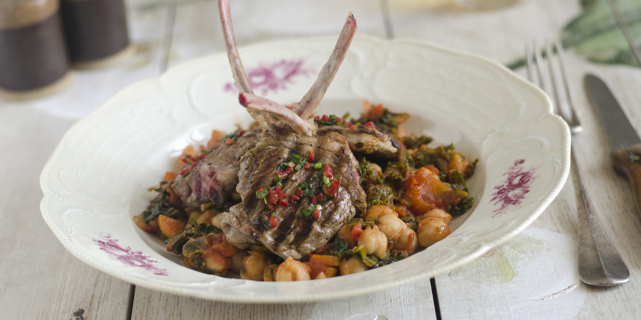 Spiced Lamb Chops With Chickpea Salad at foodious.com