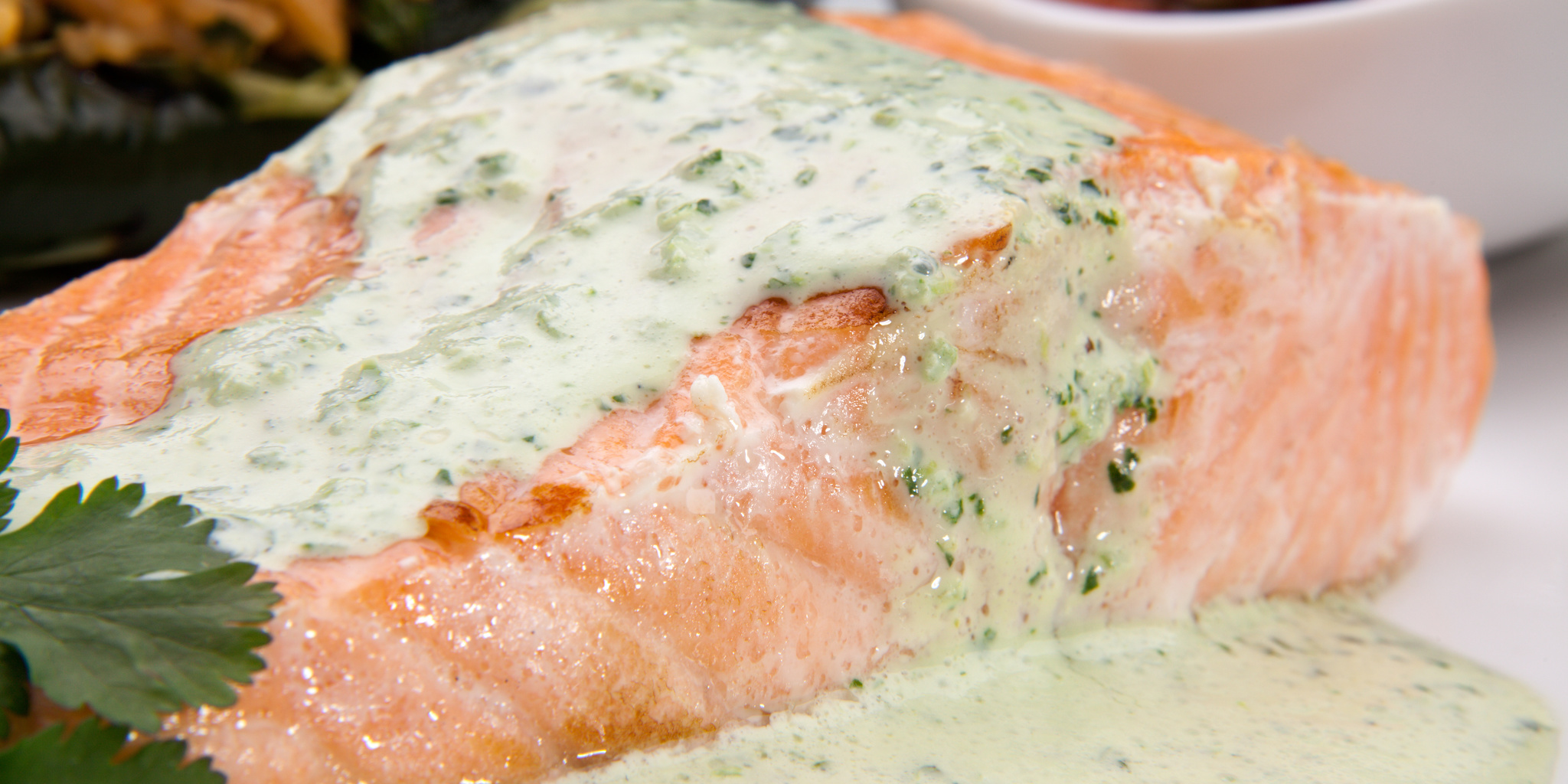 Baked Salmon with Cilantro-Jalapeno Creme at foodious.com