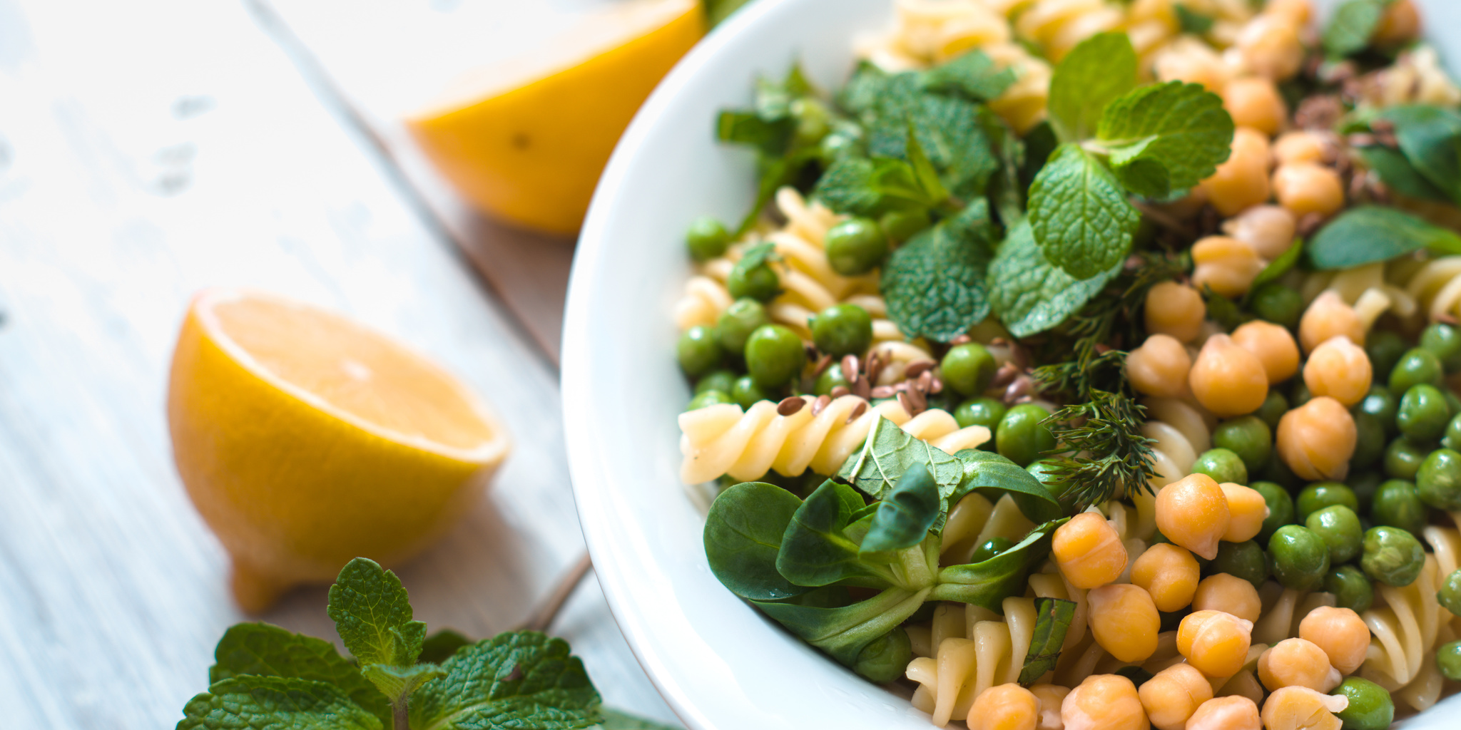 Chickpea Pasta with Peas and Mint at foodious.com