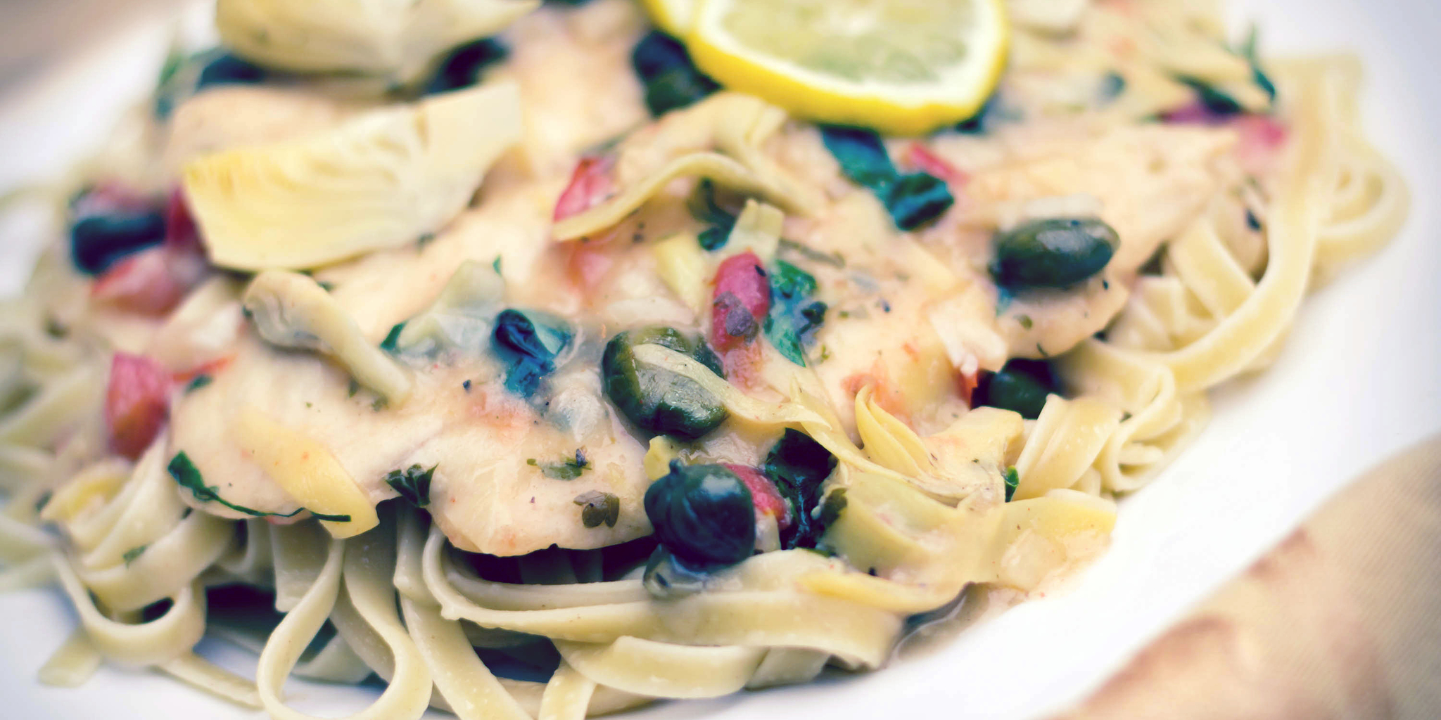 Lemon Chicken Piccata over Pasta at foodious.com