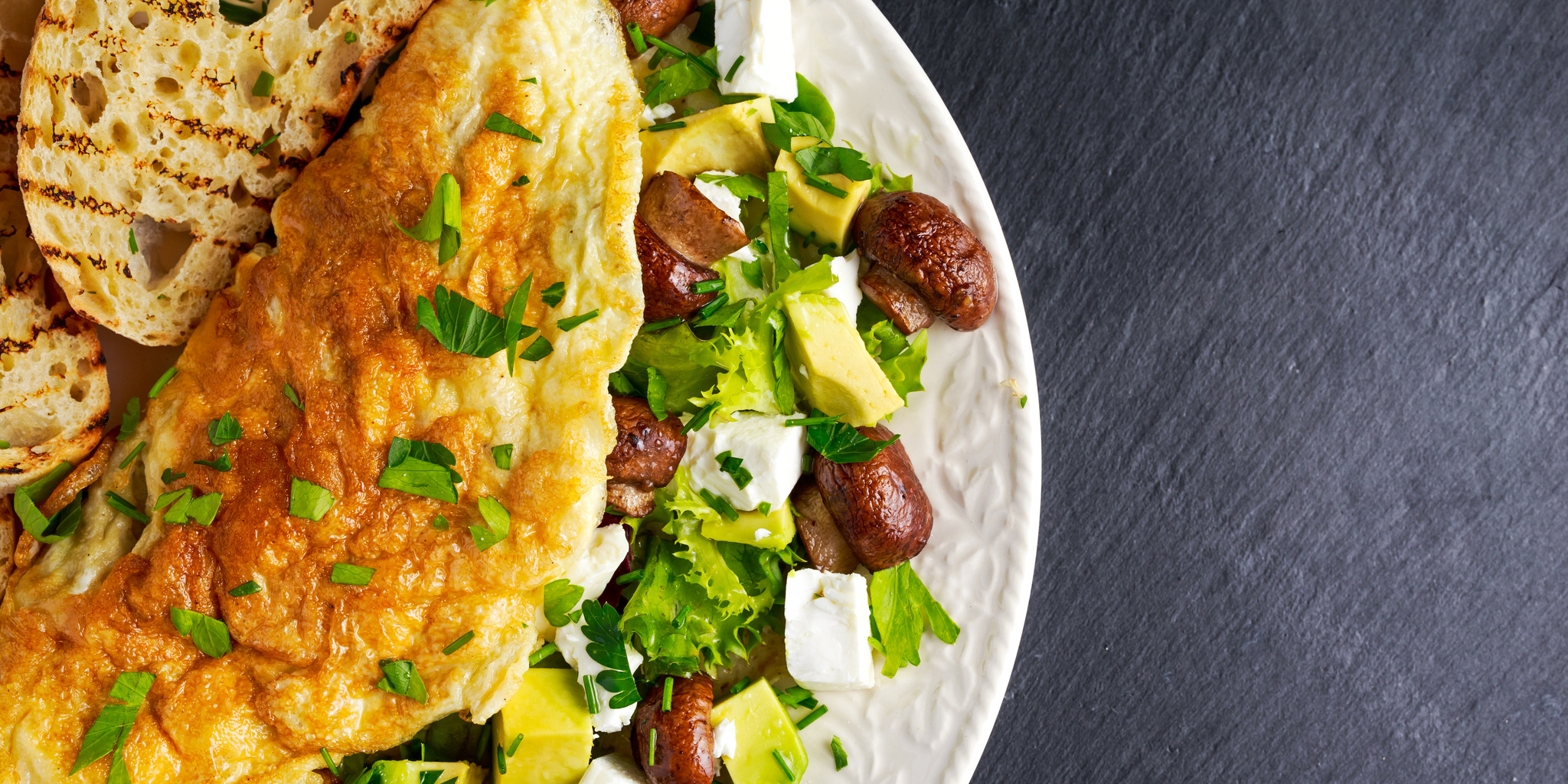 Mushroom Feta Avocado Omelette at foodious.com