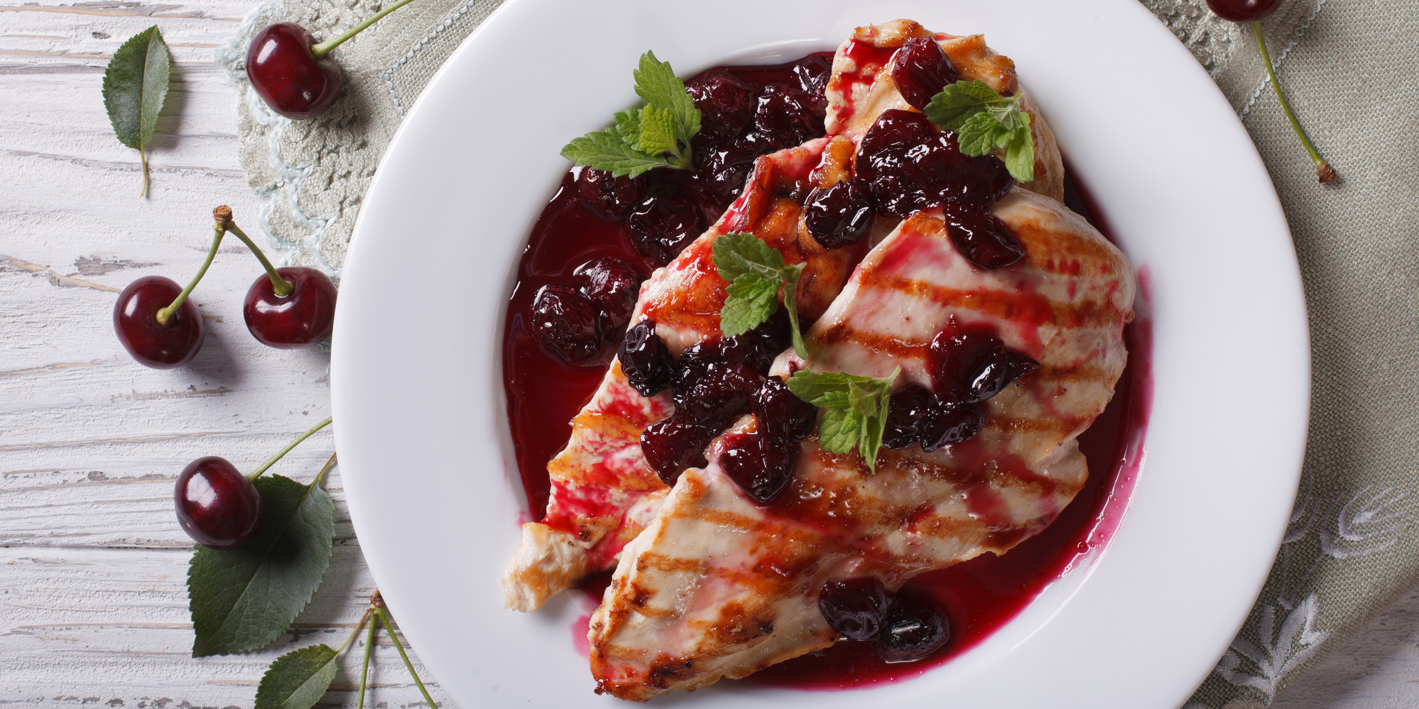 Grilled Chicken Breast with Cherry Sauce at foodious.com