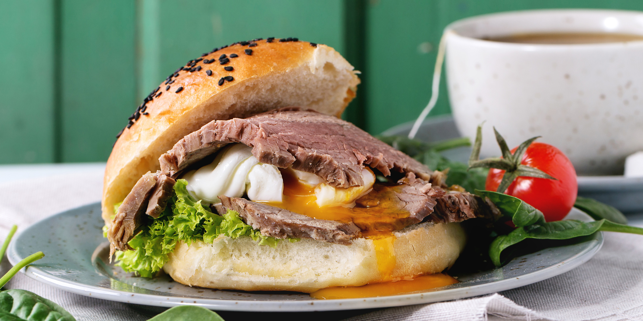 Roast Beef Sandwich with Poached Egg at foodious.com