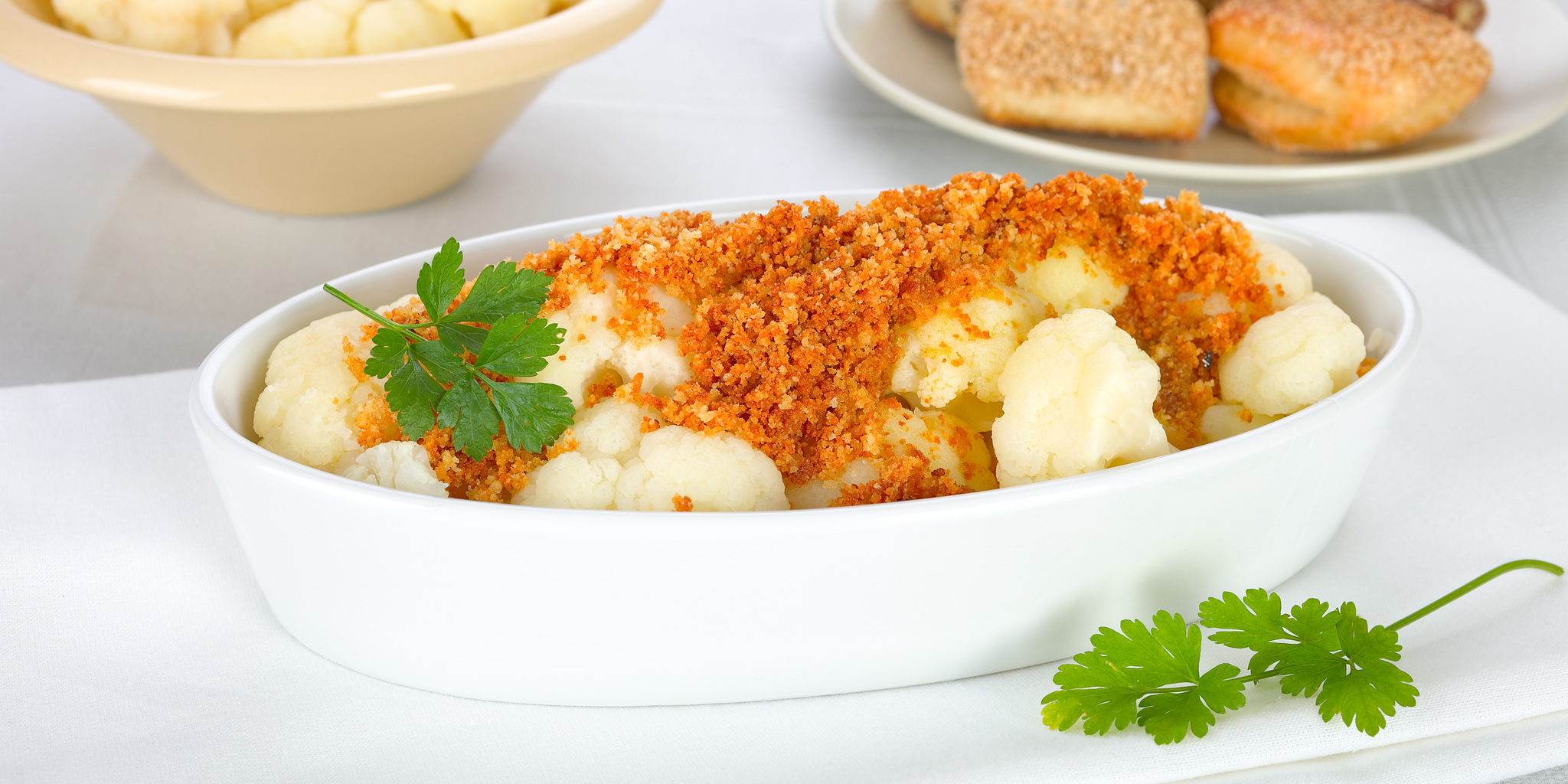 Steamed Cauliflower with Parmesan Breadcrumbs at foodious.com