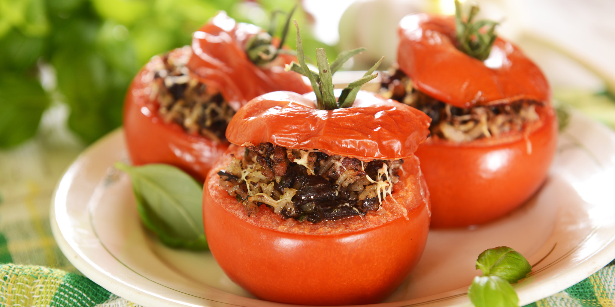 Sausage, Cheese, and Basil Stuffed Tomatoes at foodious.com