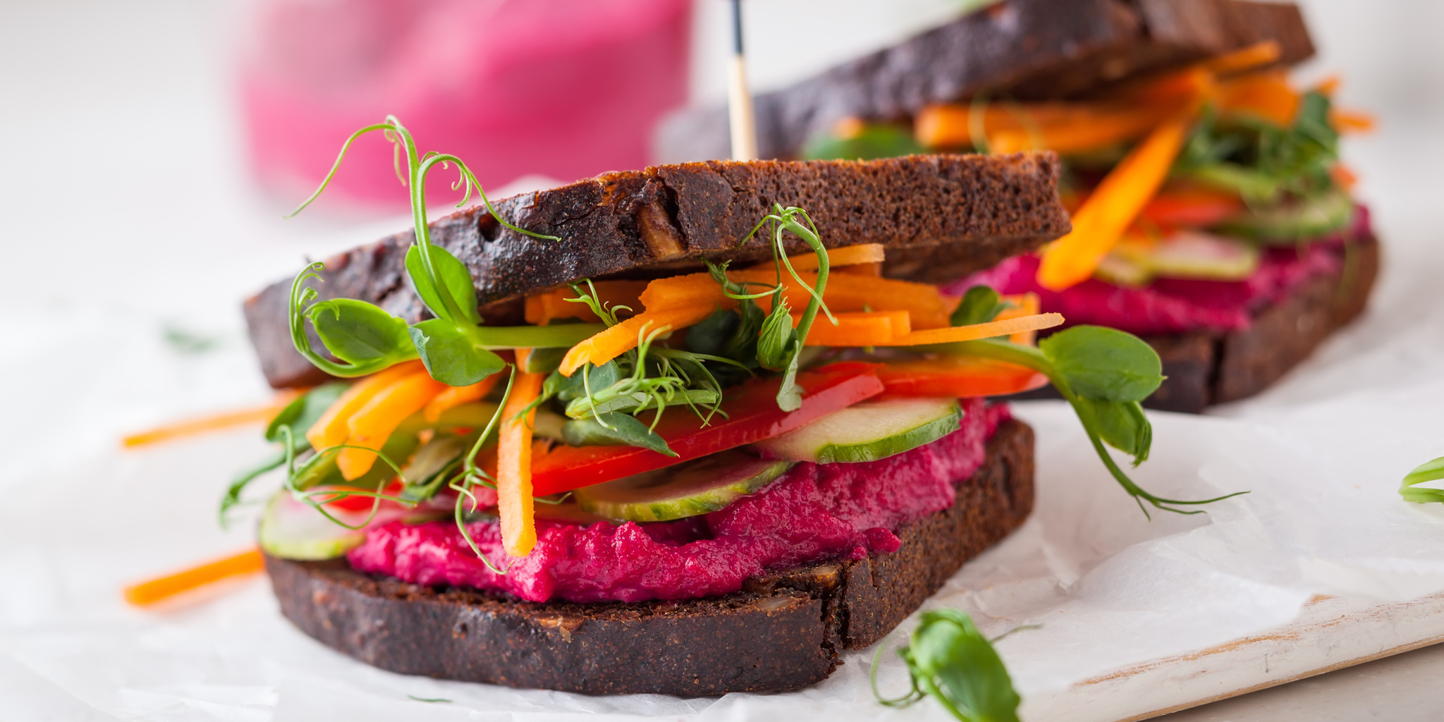 Beet Hummus Veggie Sandwich at foodious.com
