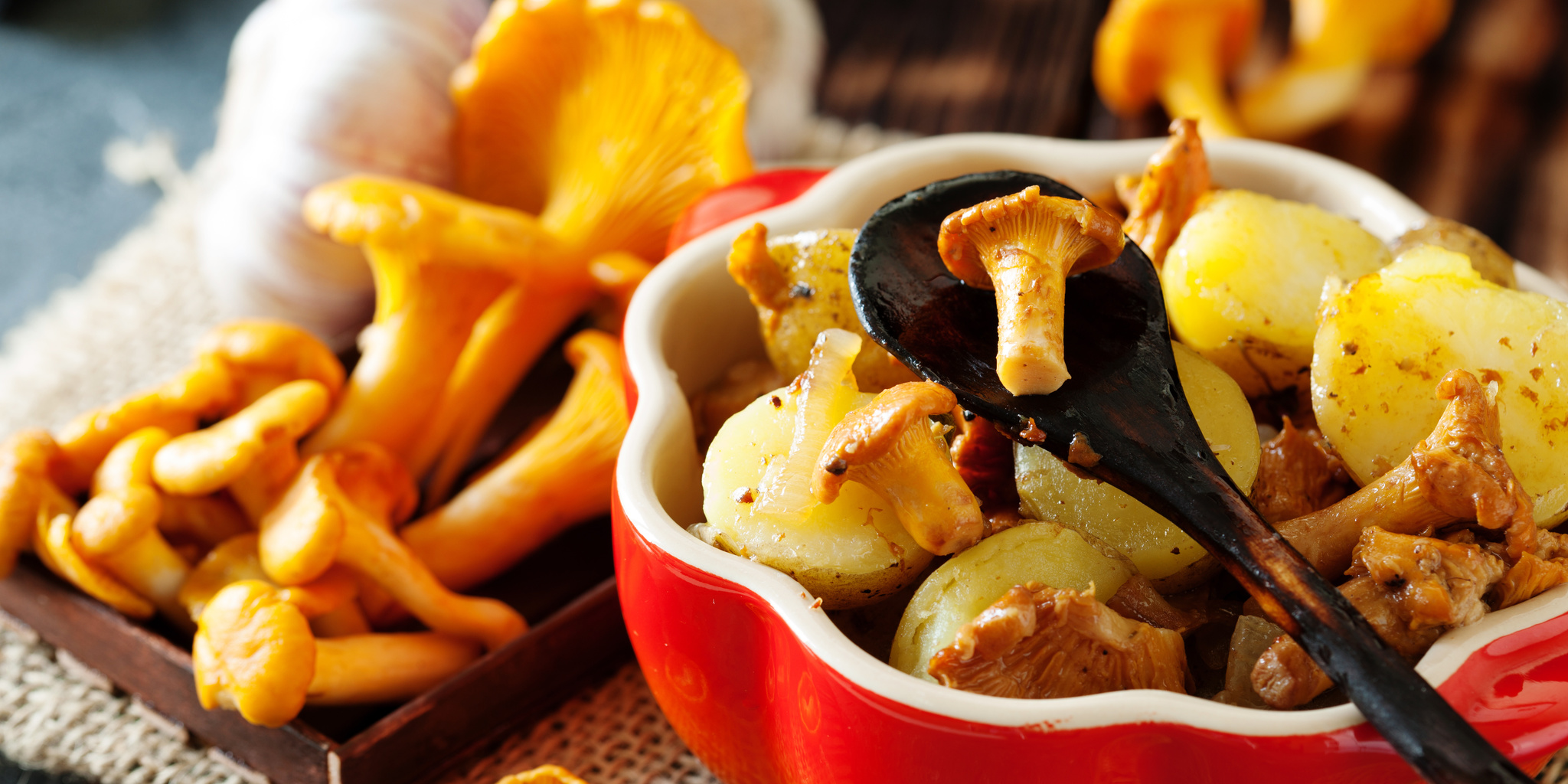 Fried Potatoes with Chanterelle Mushrooms at foodious.com
