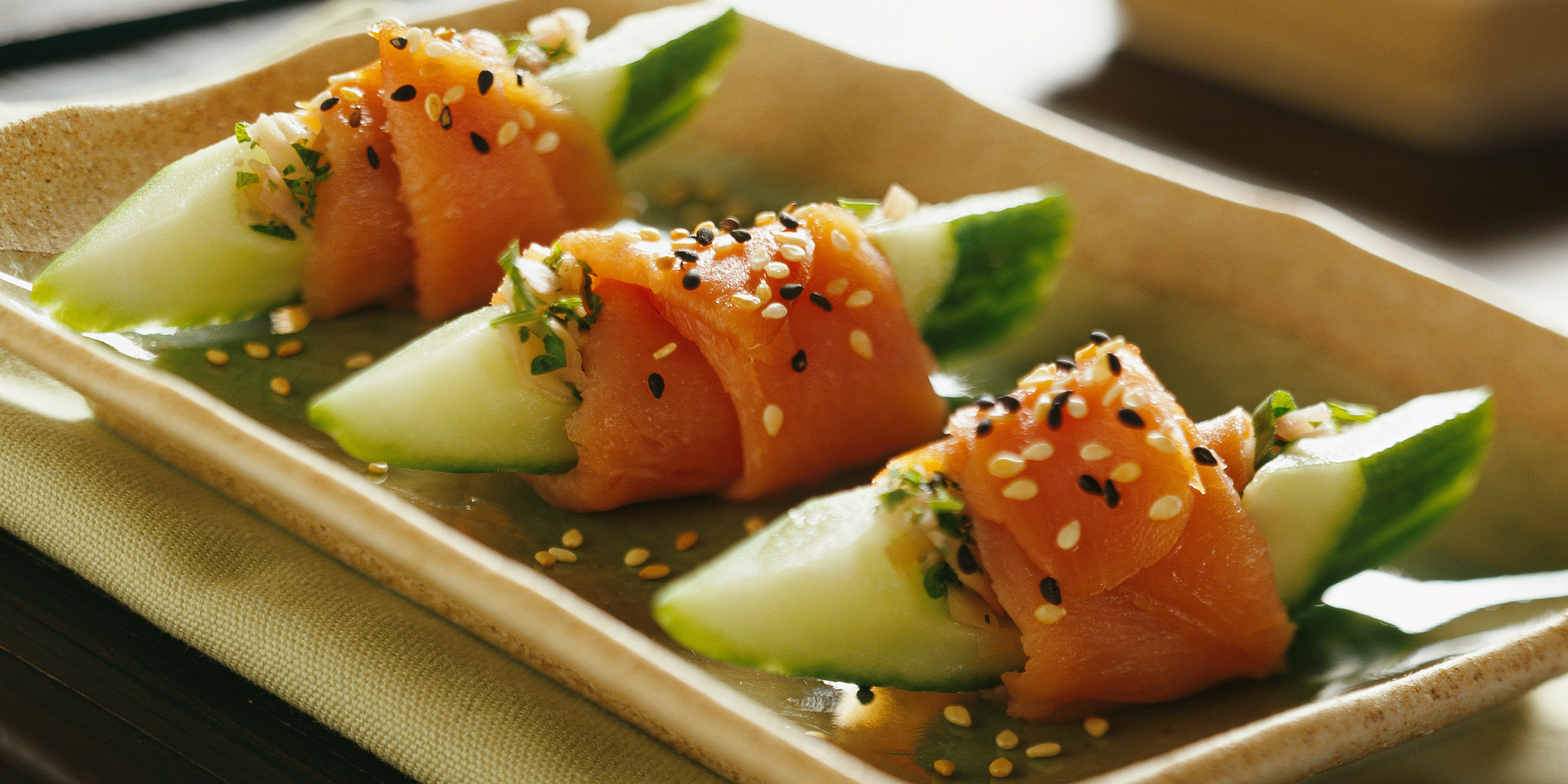 Salmon Wrapped Cucumber Bites at foodious.com