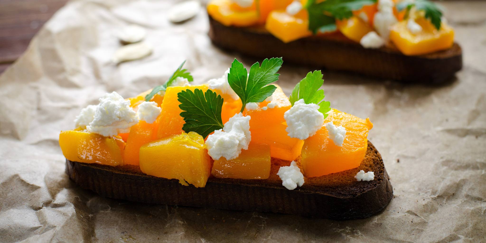 Pumpkin Bruschetta with Goat Cheese at foodious.com