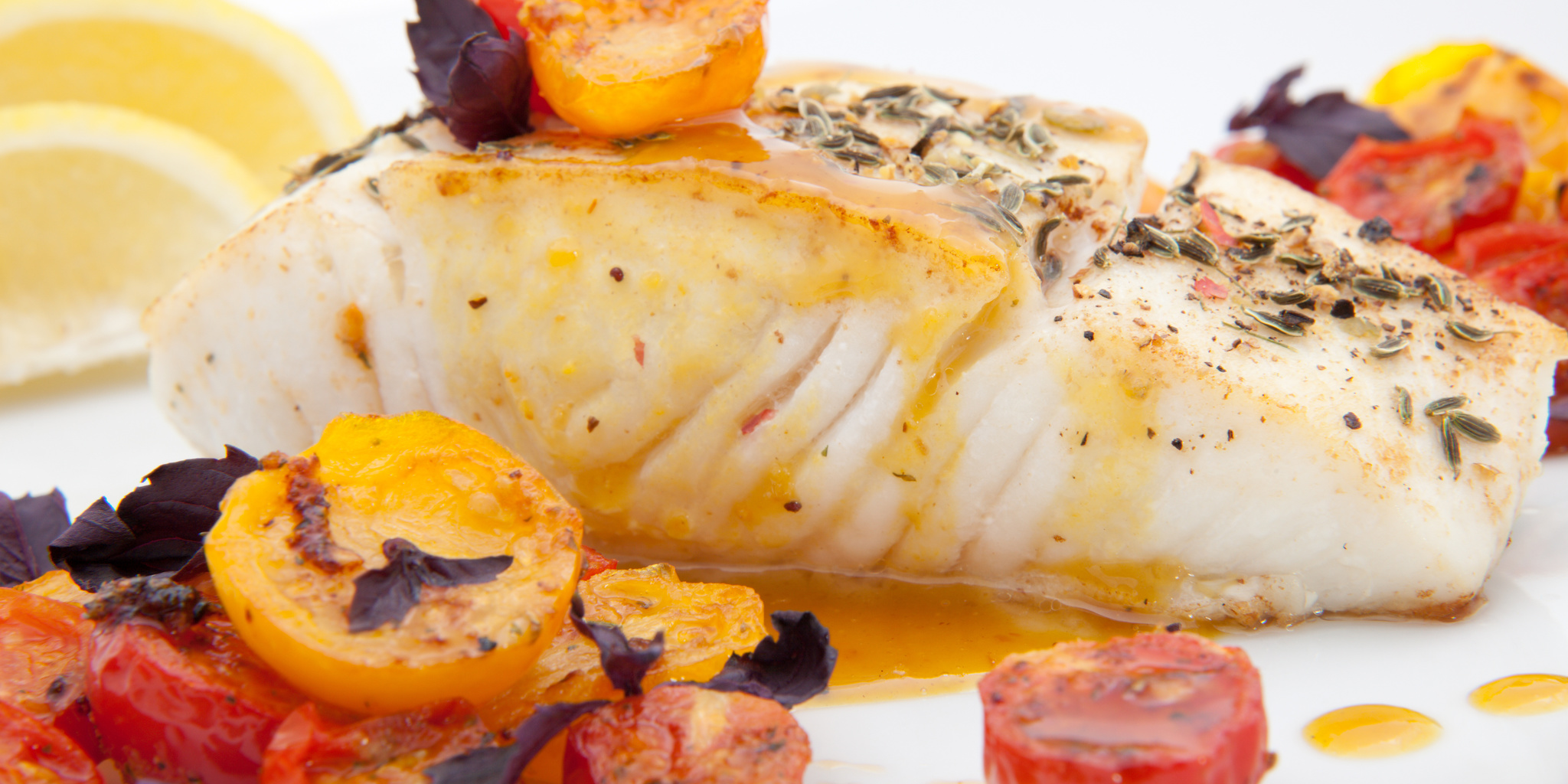 Pan Fried Halibut with Wilted Cherry Tomatoes at foodious.com