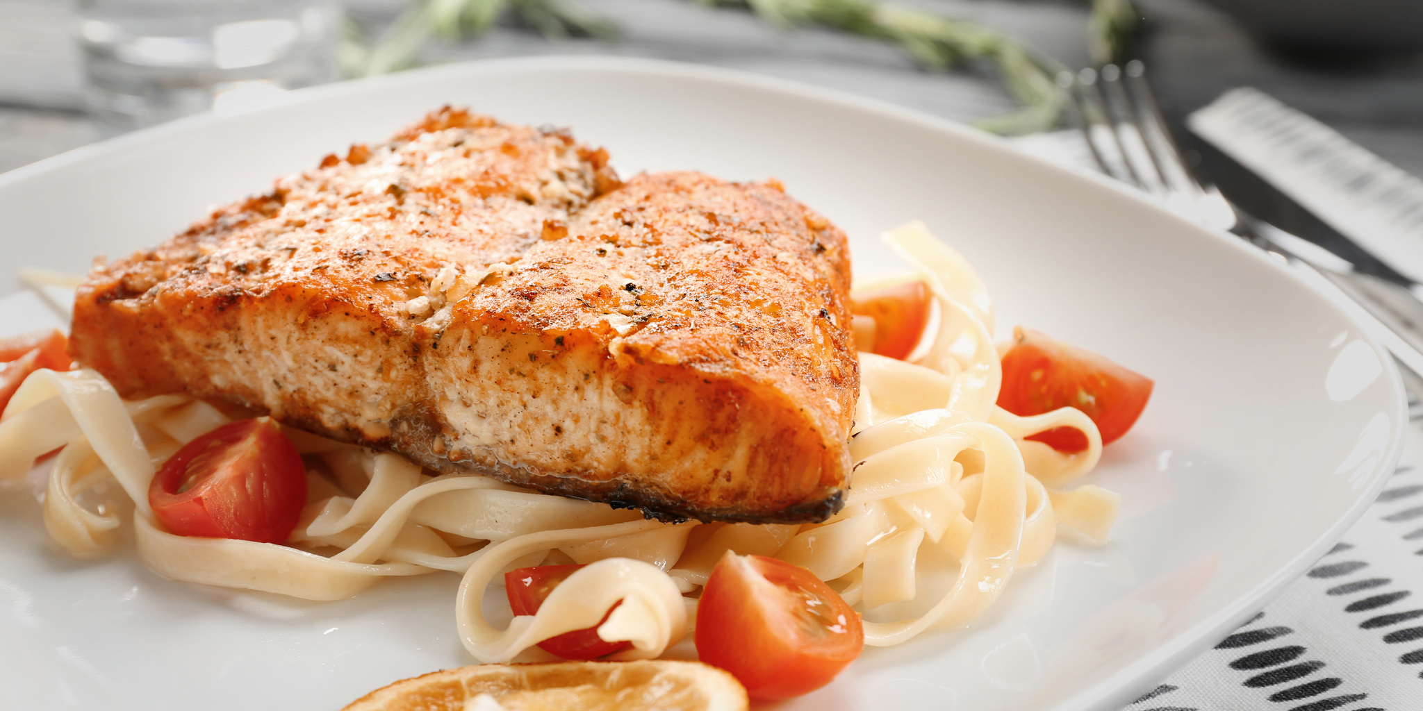 Orange Glazed Salmon with Pasta at foodious.com