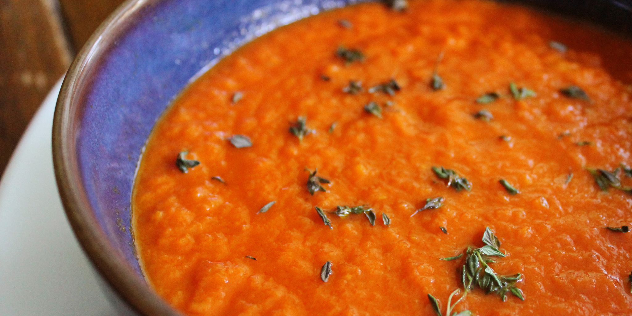 Creamy Tomato Thyme Soup at foodious.com