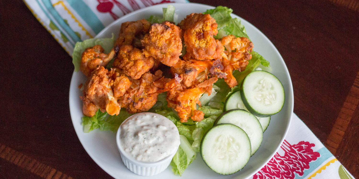 Buffalo Cauliflower Wings & Dip at foodious.com