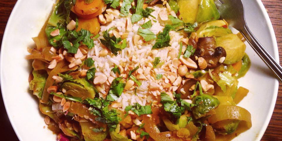 Sesame Brussels Sprout Curry at foodious.com